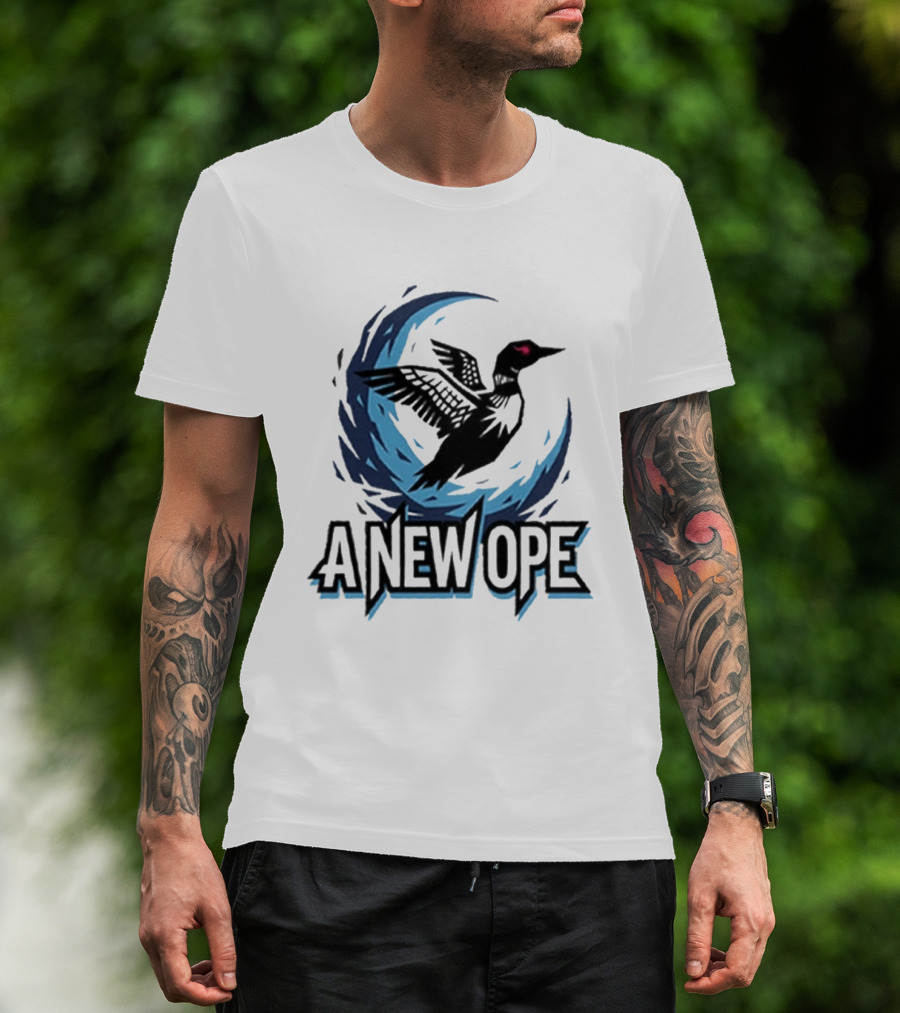 A New Ope Loon Bird Silhouette In Blue Moon Sky T-Shirt