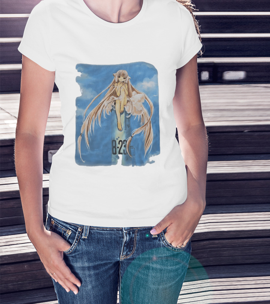 8 23 Chobits Anime Character Sitting Clouds T-Shirt