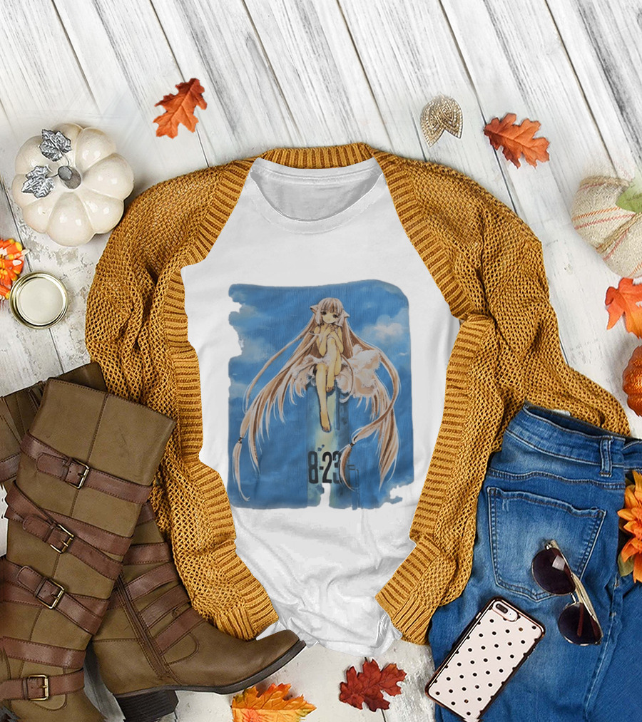 8 23 Chobits Anime Character Sitting Clouds T-Shirt