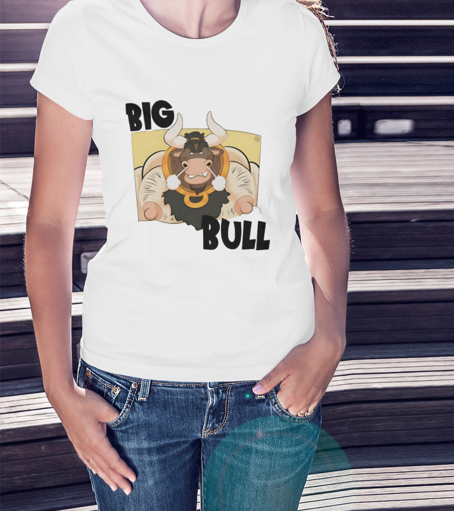 Big Bull Bara Male Minotaur Cartoon Whimsical Horned T-Shirt