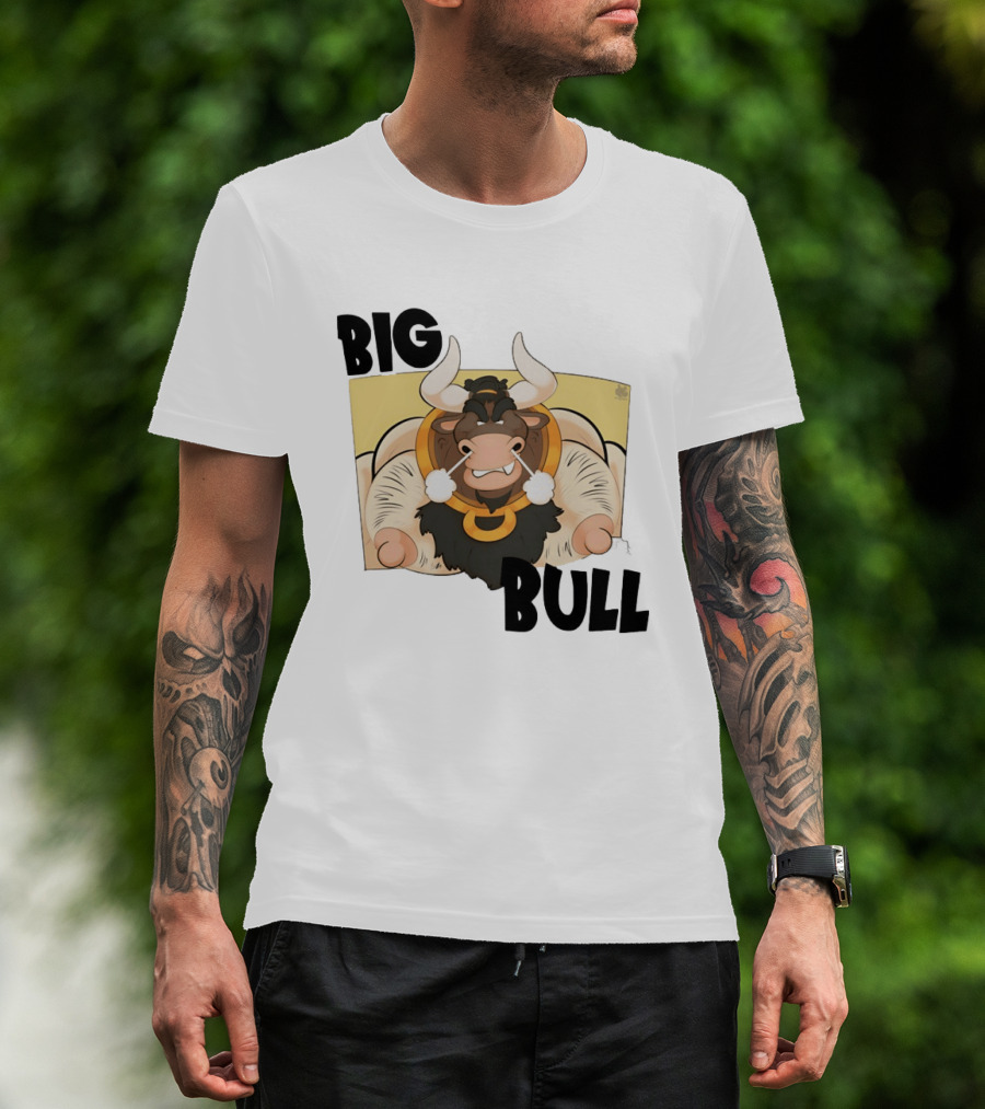Big Bull Bara Male Minotaur Cartoon Whimsical Horned T-Shirt
