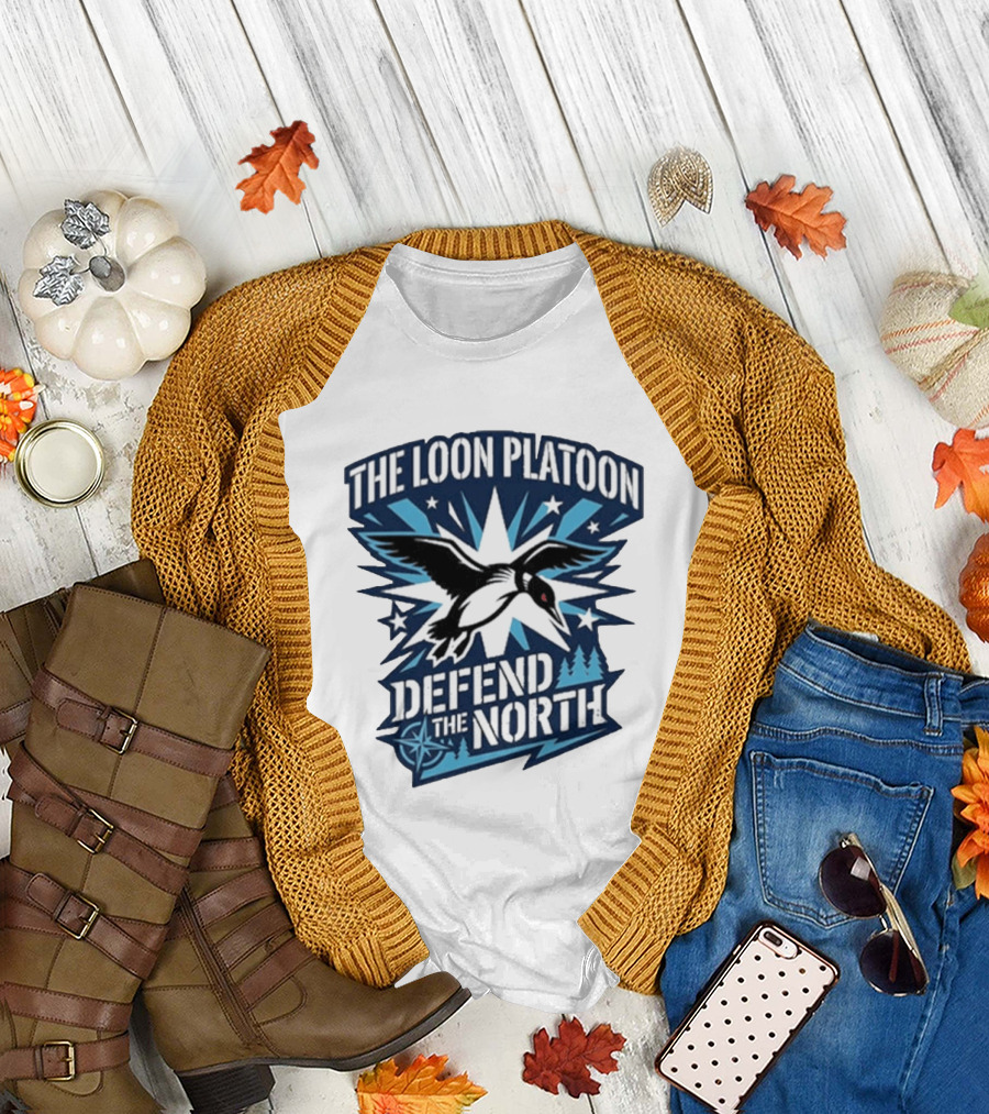 The Loon Platoon Defend The North Bold Rebel Loon Starburst Forest T-Shirt