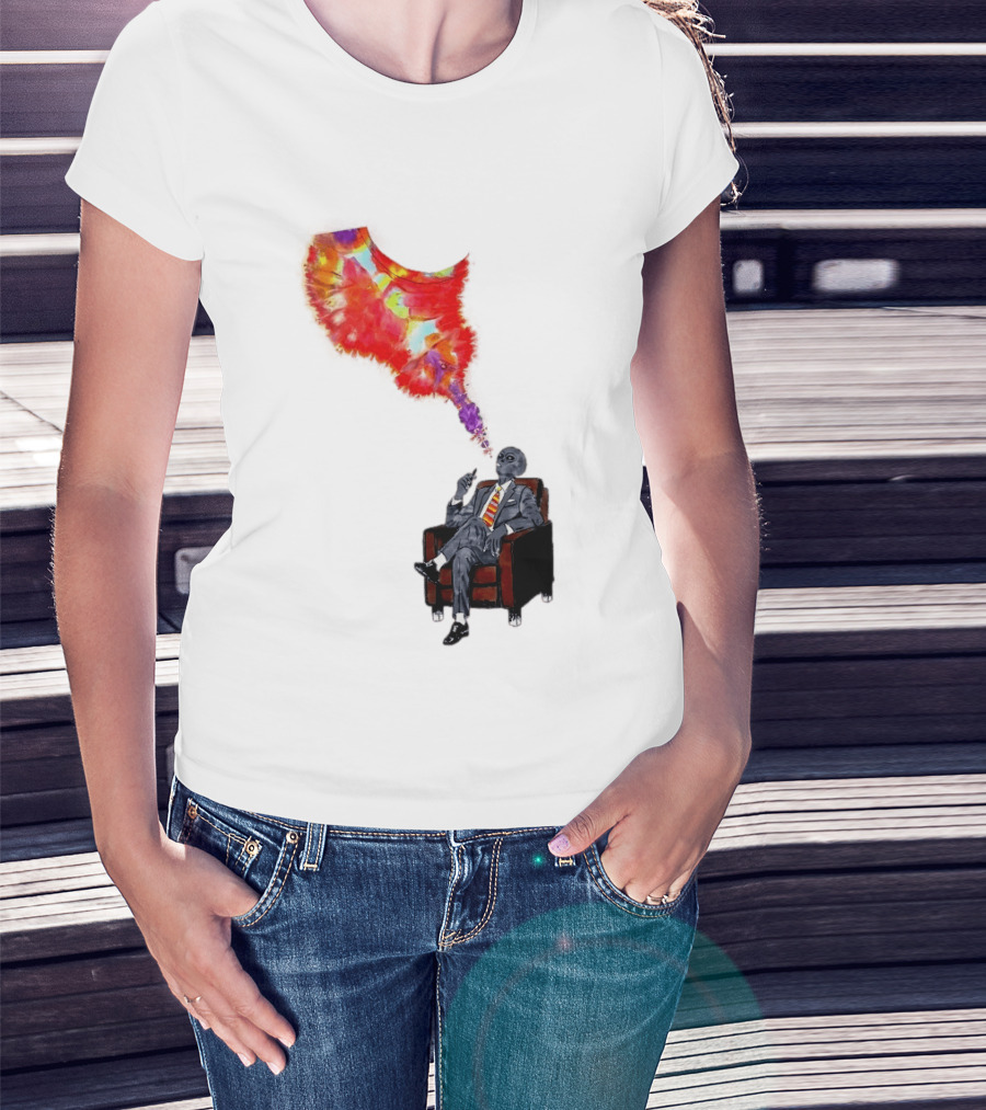 Finished Quazar Smoking Cosmic Alien In Suit With Colorful Smoke T-Shirt