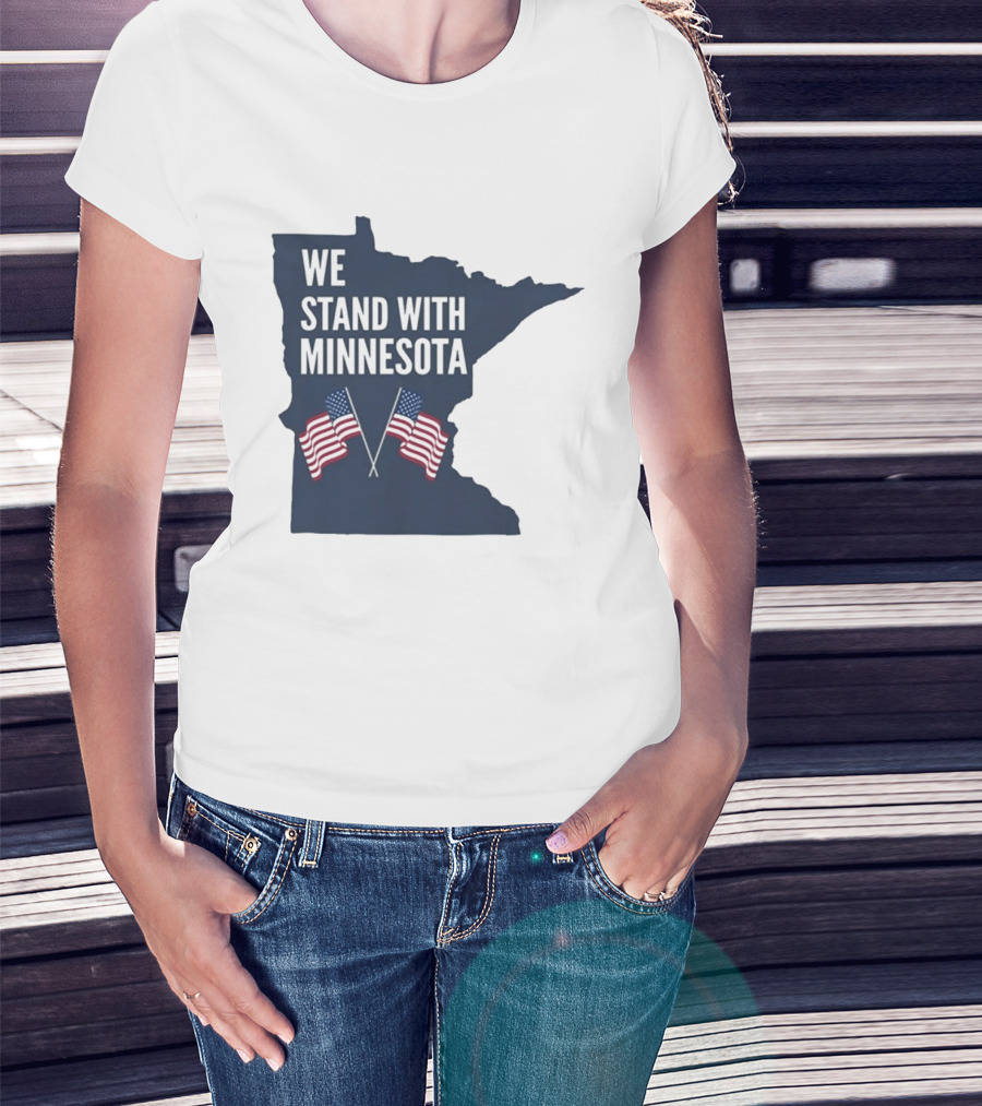 We Stand With Minnesota American Flags Solidarity T-Shirt