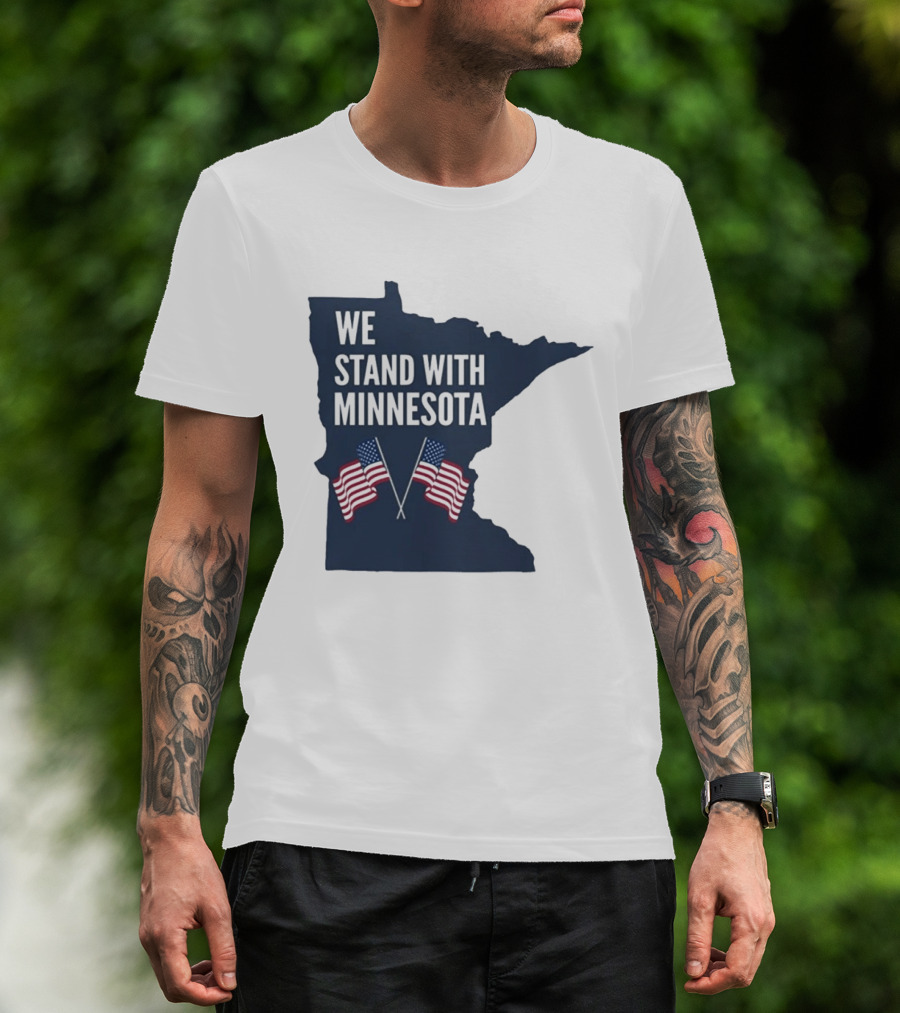 We Stand With Minnesota American Flags Solidarity T-Shirt