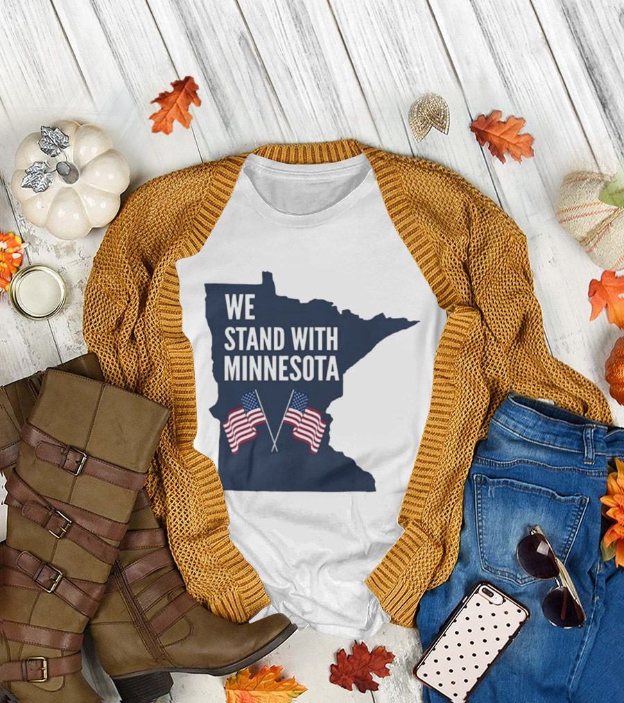 We Stand With Minnesota American Flags Solidarity T-Shirt