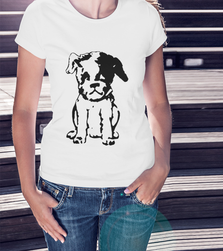 Puppy Dog Mystery Train Sketch Playful Canine T-Shirt
