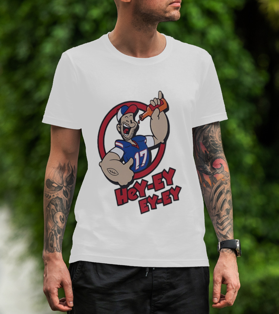 Hey Ey Ey Ey Josh Allen Illustrated Strong Finish Buffalo Bills T-Shirt
