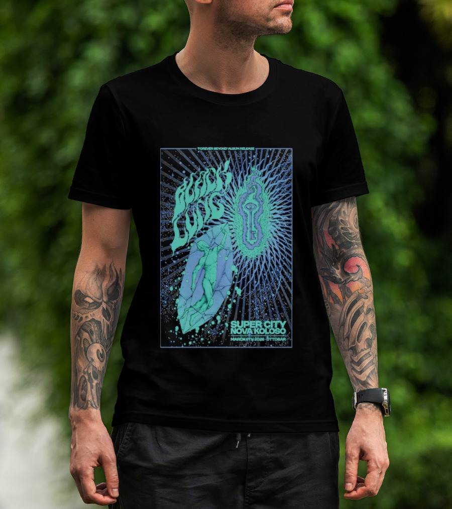 Black Lung Forever Beyond Album Release Super City Novokoloso Mar 6 2026 Widget Person Keyhole Vision Cosmos T-Shirt