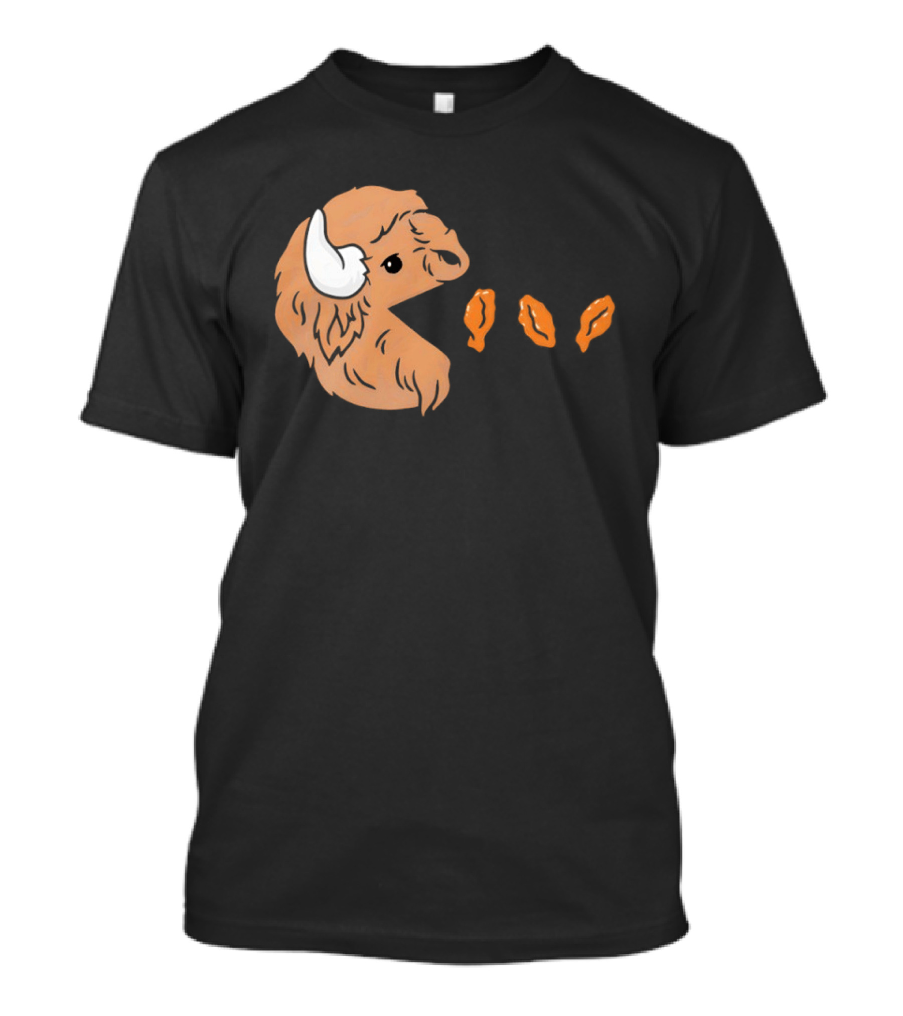 Buffalo Bills Bison Pac Man Chicken Wings Retro 80s Gaming T-Shirt