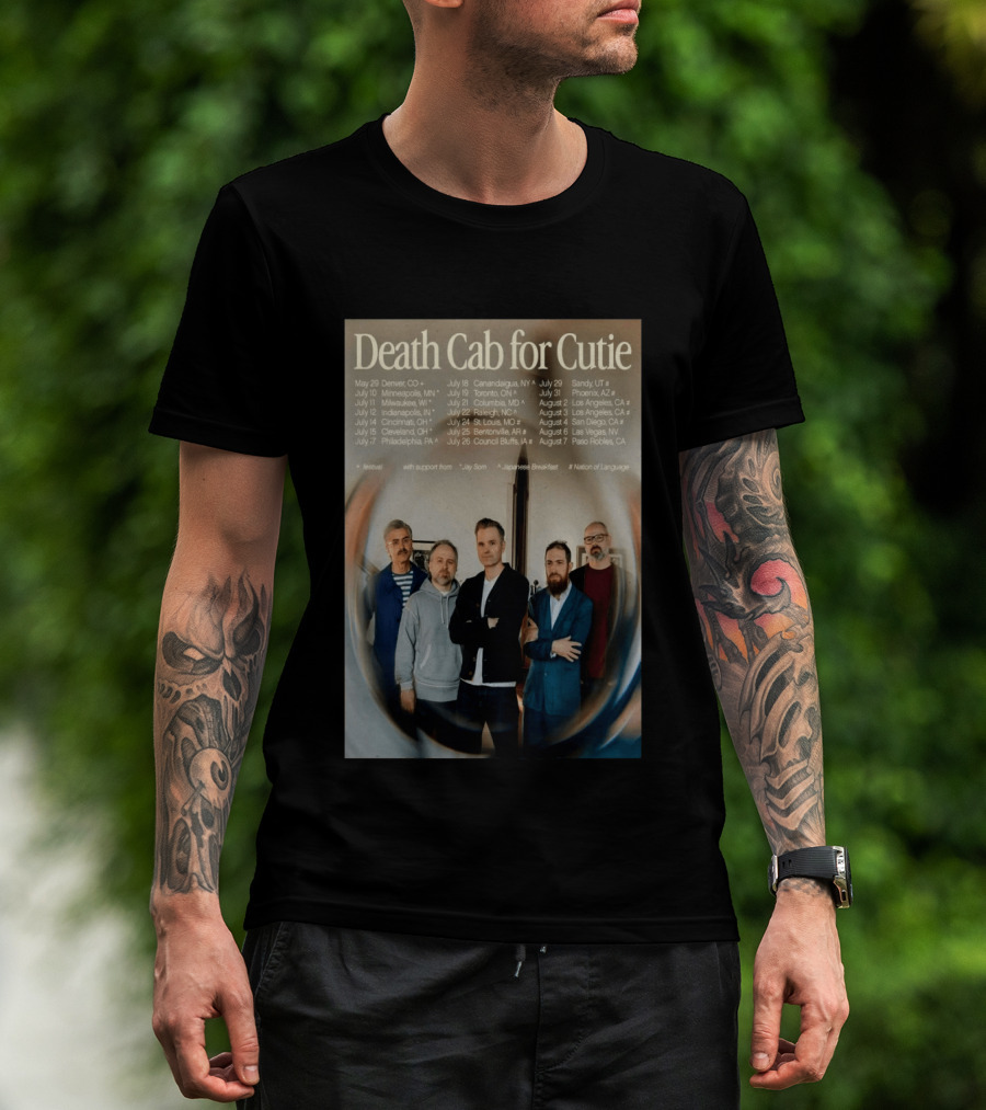 Death Cab For Cutie 2026 North America Tour Dates With Japanese Breakfast Jay Som Nation Of Language T-Shirt