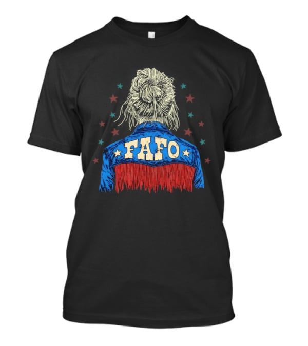 FAFO Messy Bun Western Fringe Denim Jacket Stars T-Shirt