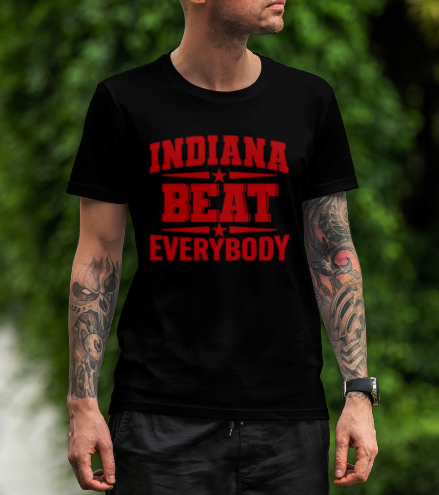 Indiana Beat Everybody Text With Stars And Bars T-Shirt
