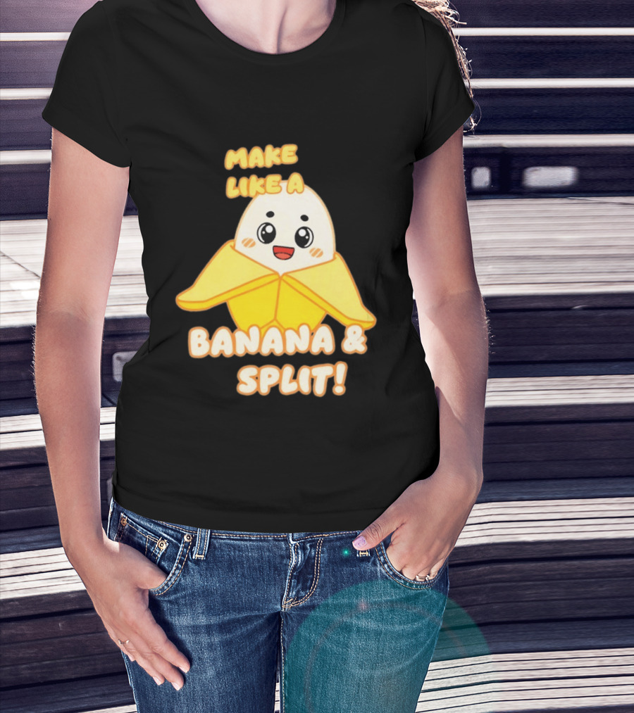 LankyBox Banany Make Like A Banana And Split Cute Cartoon T-Shirt