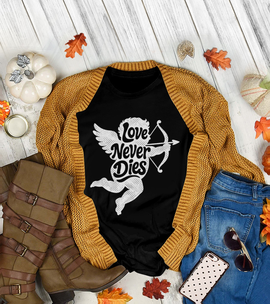 Love Never Dies Cupid Angel Archer T-Shirt