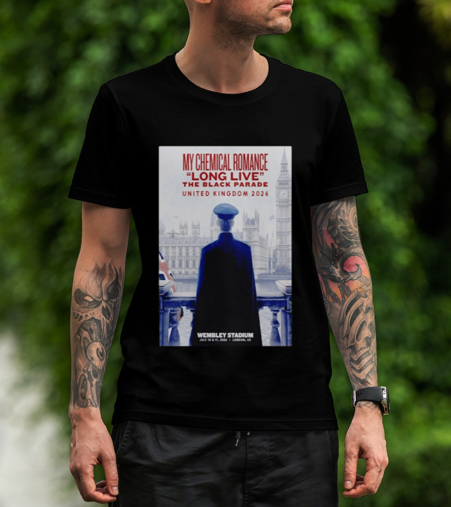 My Chemical Romance Long Live The Black Parade United Kingdom 2026 Wembley Stadium July 10 To 11 London UK T-Shirt