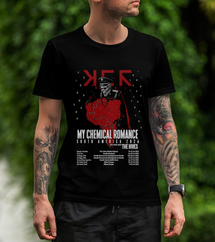 My Chemical Romance South America 2026 Tour The Hives Dates Cities Map Starry T-Shirt