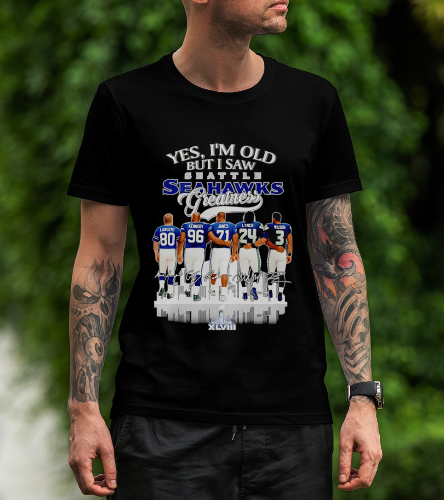 Seattle Seahawks Legend Players Largent Kennedy Jones Lynch Wilson XLVIII T-Shirt