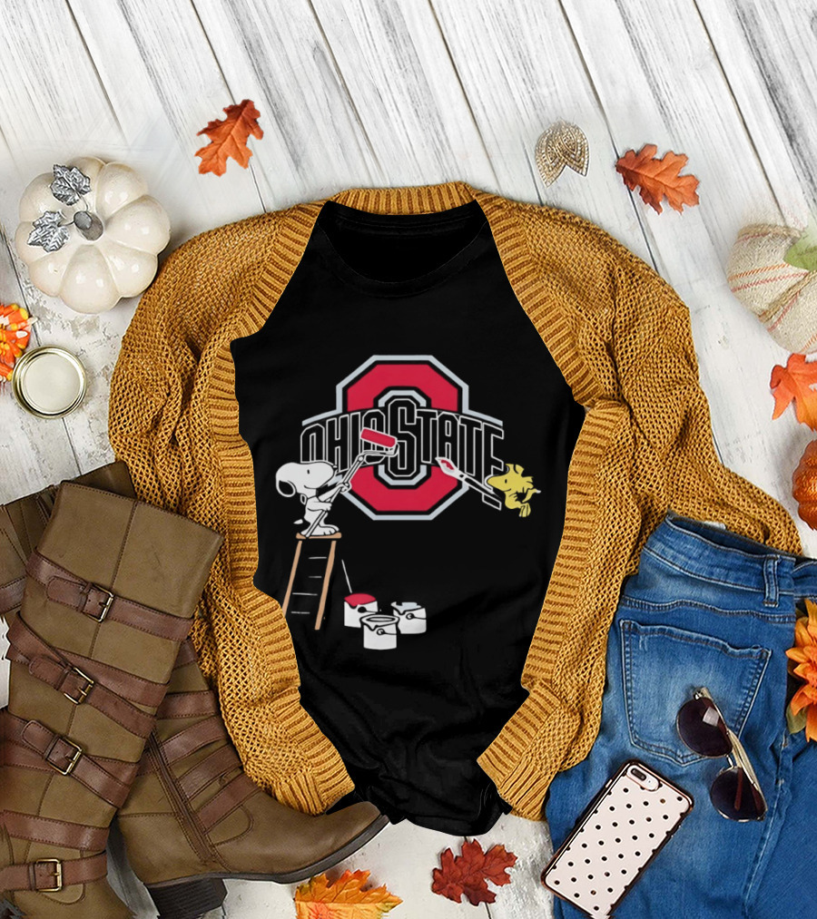 Snoopy Woodstock Ohio State Buckeyes Painting Adventure T-Shirt