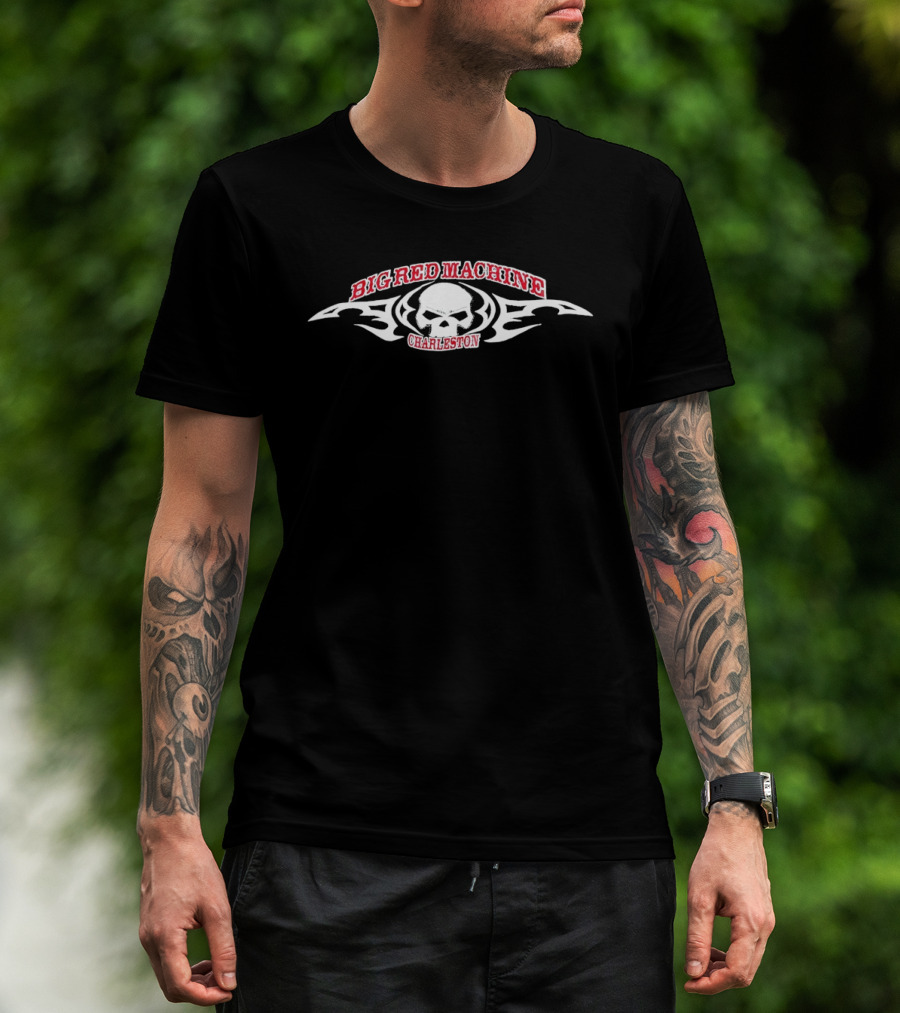 Big Red Machine Charleston Skull And Flames T-Shirt