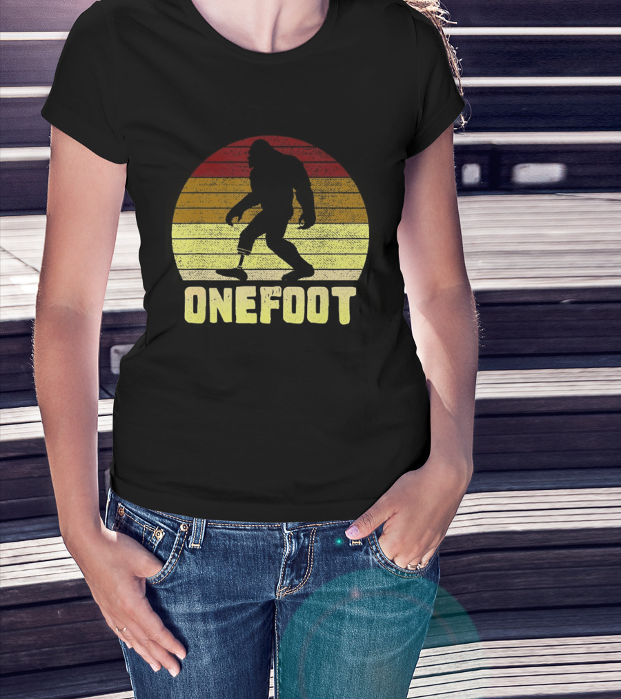 Bigfoot Artificial Leg Onefoot Silhouette Sunset T-Shirt