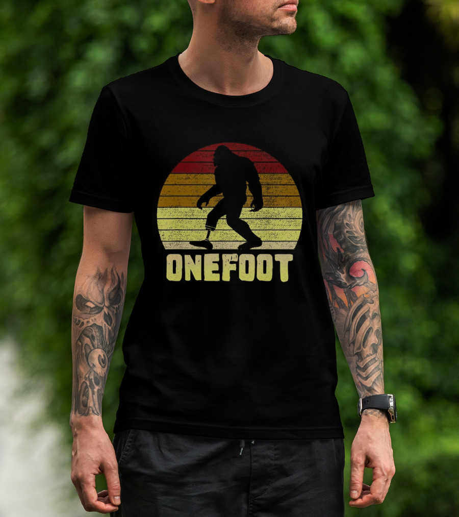Bigfoot Artificial Leg Onefoot Silhouette Sunset T-Shirt