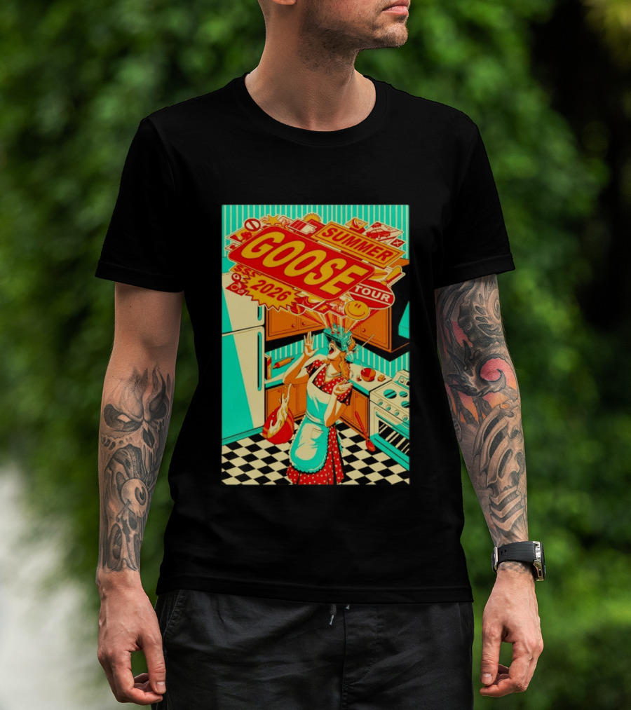 Goose Summer 2026 Tour Retro Kitchen Chaos With Surprised Housewife T-Shirt