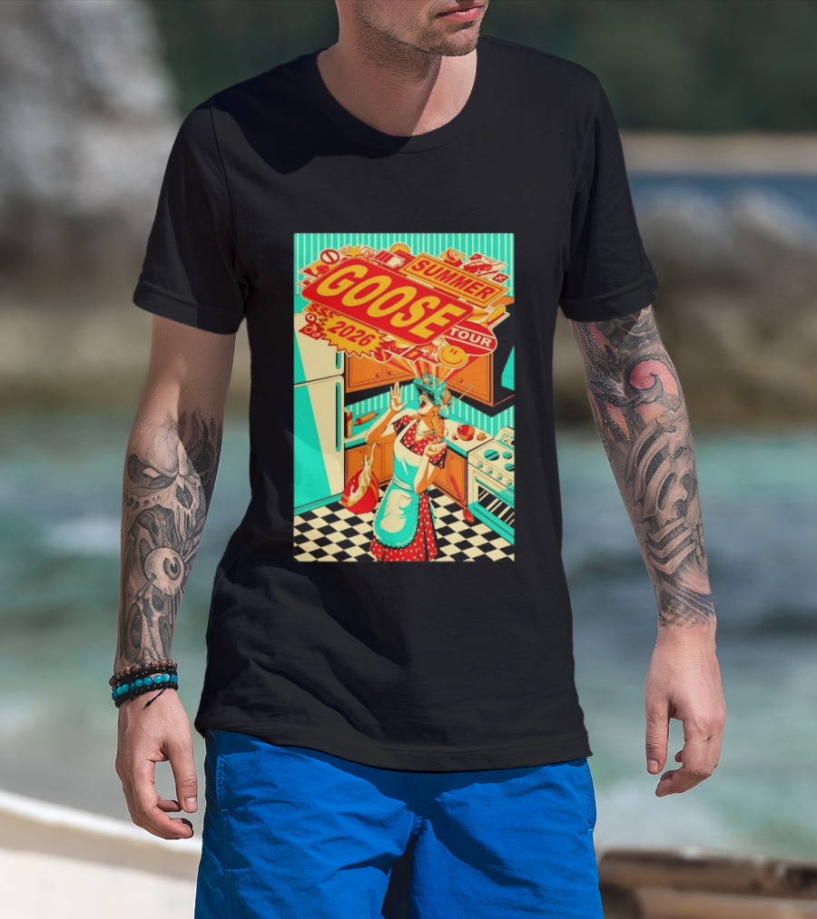 Goose Summer 2026 Tour Retro Kitchen Chaos With Surprised Housewife T-Shirt
