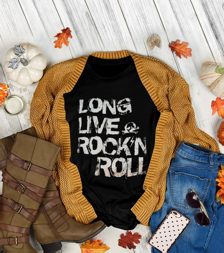 Long Live Rock n Roll Skull and Lightning Bolt T-Shirt