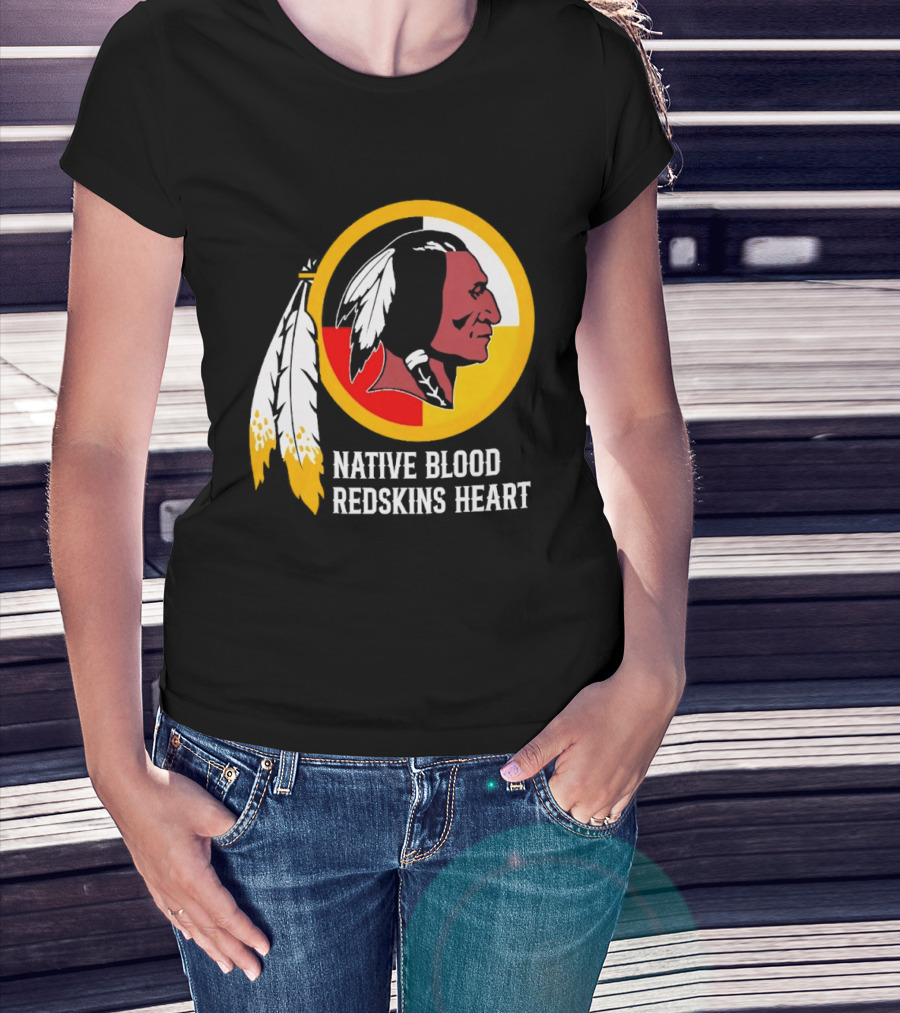 Native Blood Redskins Heart Washington Commanders T-Shirt