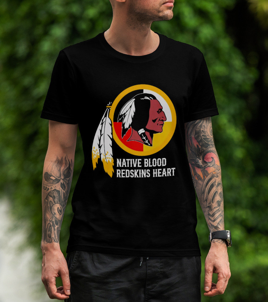 Native Blood Redskins Heart Washington Commanders T-Shirt