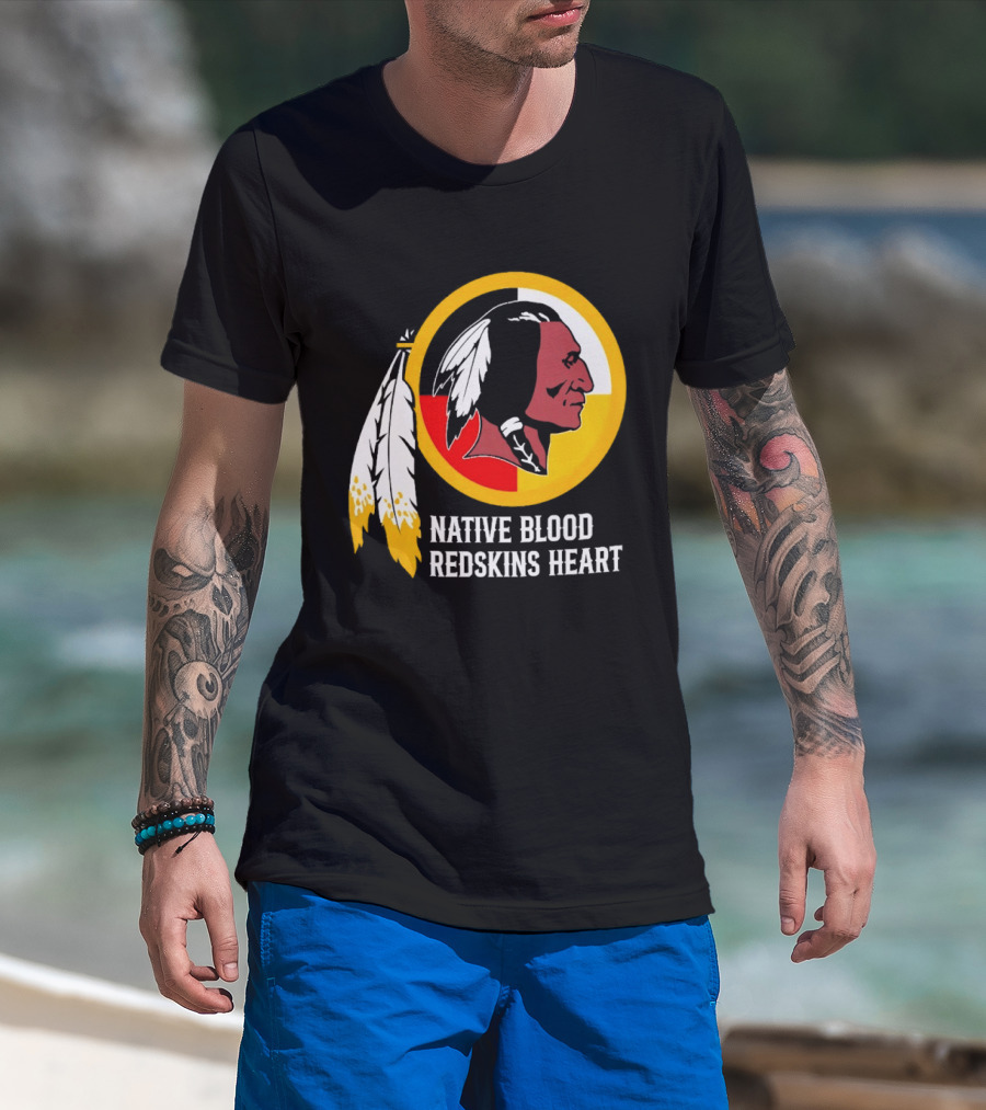 Native Blood Redskins Heart Washington Commanders T-Shirt