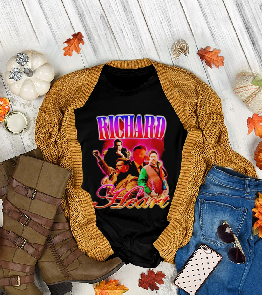 Richard Heart Lightning Bold Nostalgic Collage T-Shirt
