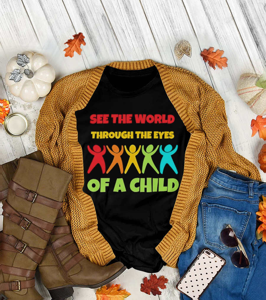 See the World Through the Eyes of a Child with Colorful Figures T-Shirt