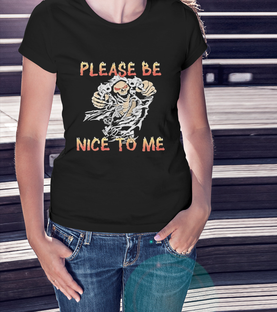Please Be Nice To Me Skeleton Ghostly Appeal T-Shirt