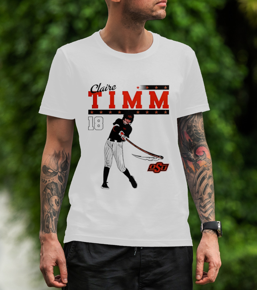 Claire Timm 18 OSU Cowgirls Softball Legend Player Caricature T-Shirt
