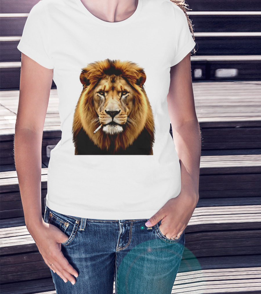 Lion Smoking Cigarette Majestic Wild T-Shirt