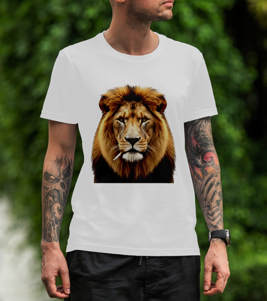 Lion Smoking Cigarette Majestic Wild T-Shirt