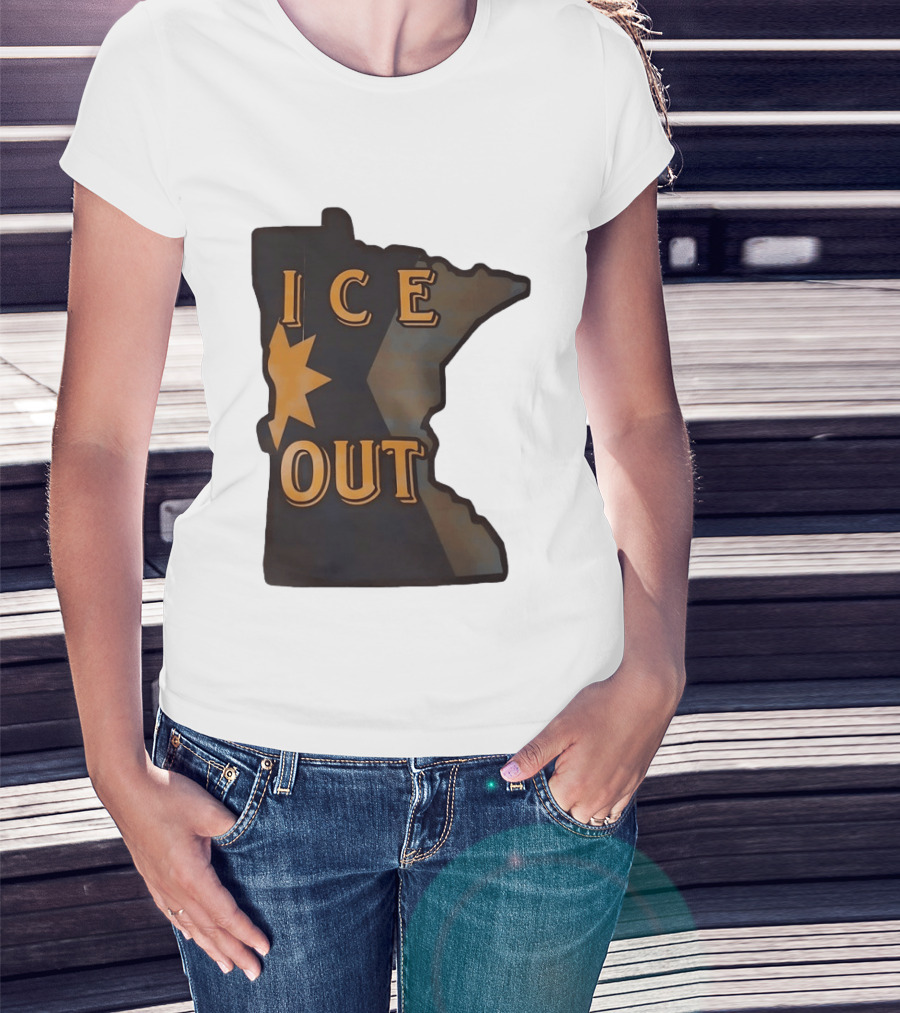 Minnesota Ice Out Bold Graphic State Map T-Shirt