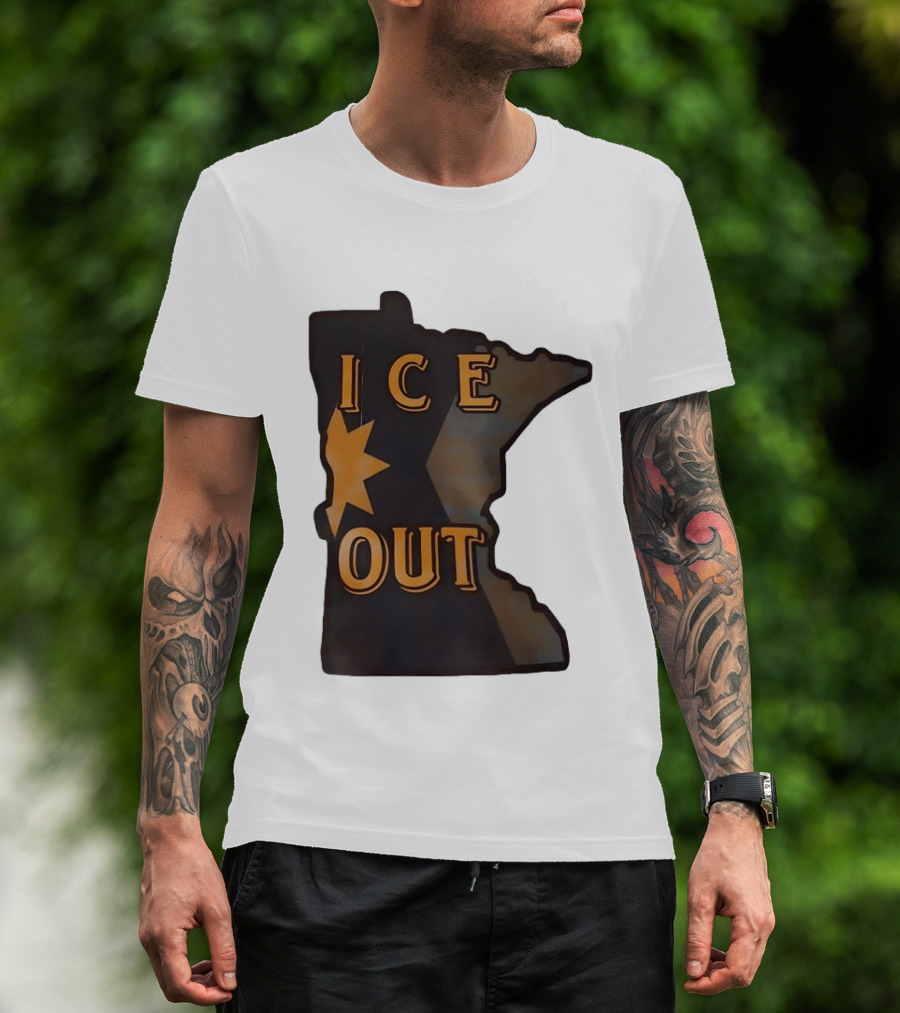Minnesota Ice Out Bold Graphic State Map T-Shirt