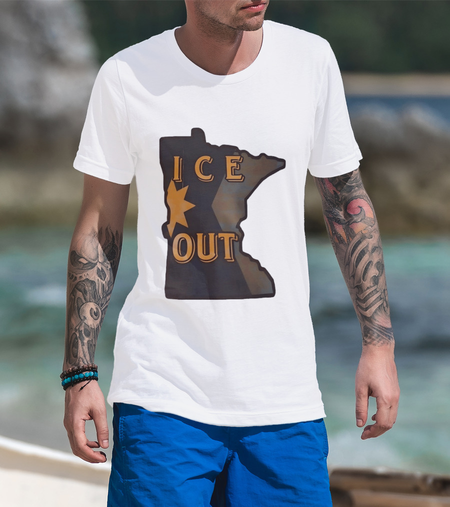 Minnesota Ice Out Bold Graphic State Map T-Shirt