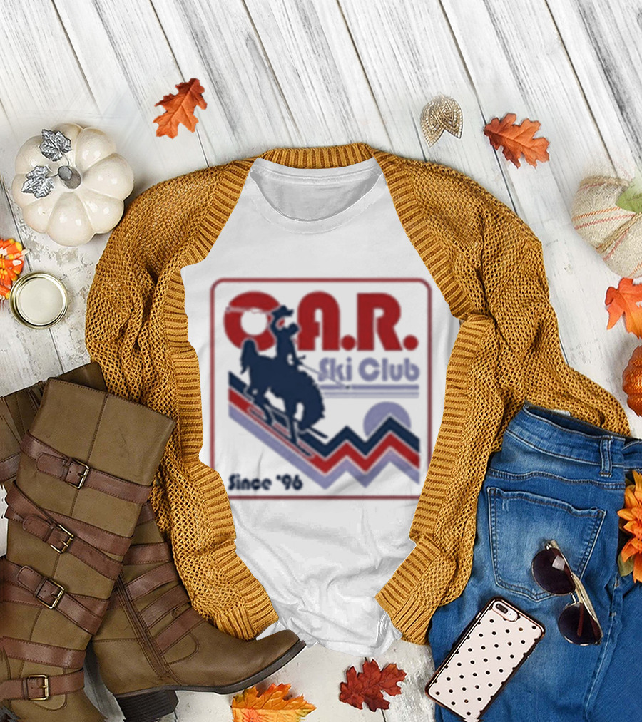 O.A.R. Ski Club Since 1996 Retro Design with Skier and Sun Motif T-Shirt