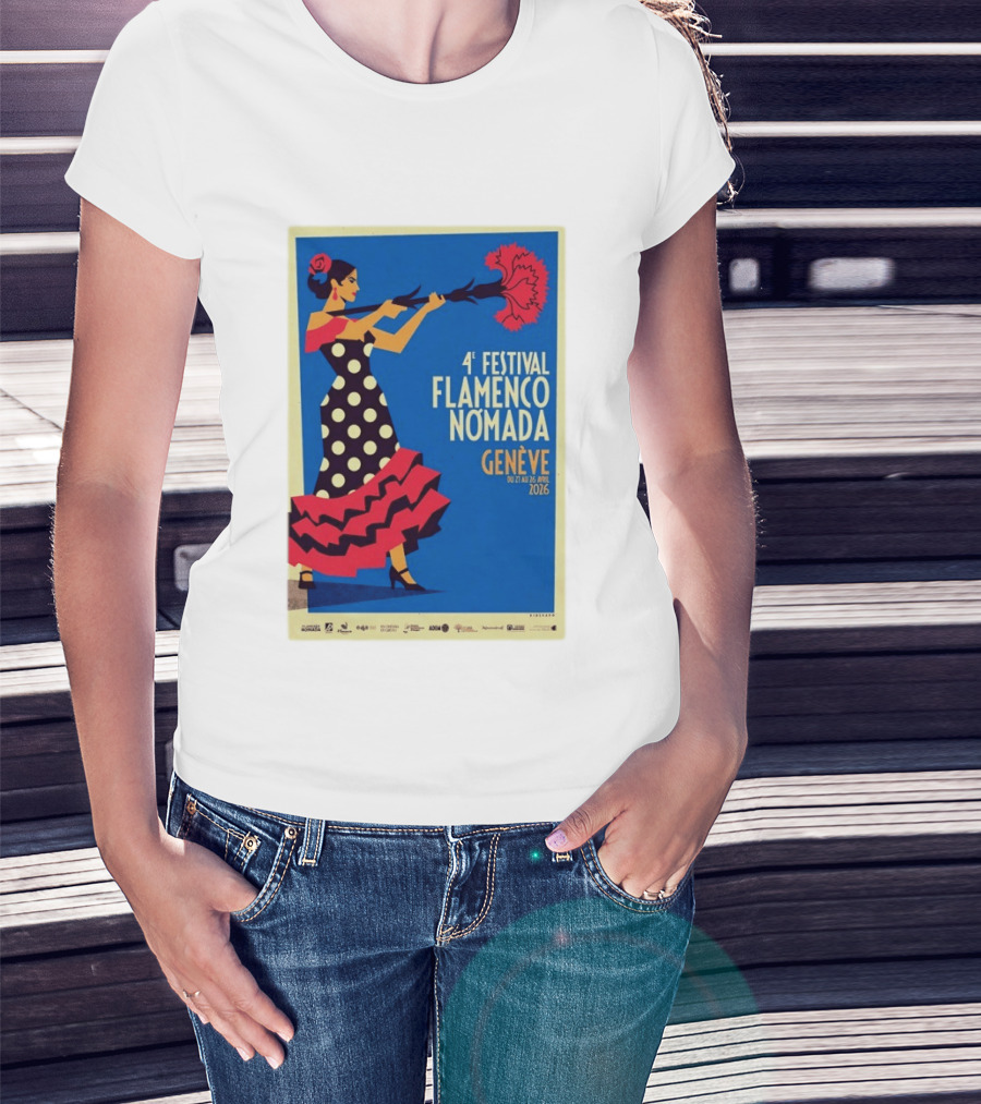 4º Festival Flamenco Nómada Genève 2026 Jan 27 April 26 Flamenco Dancer Polka Dot Dress T-Shirt