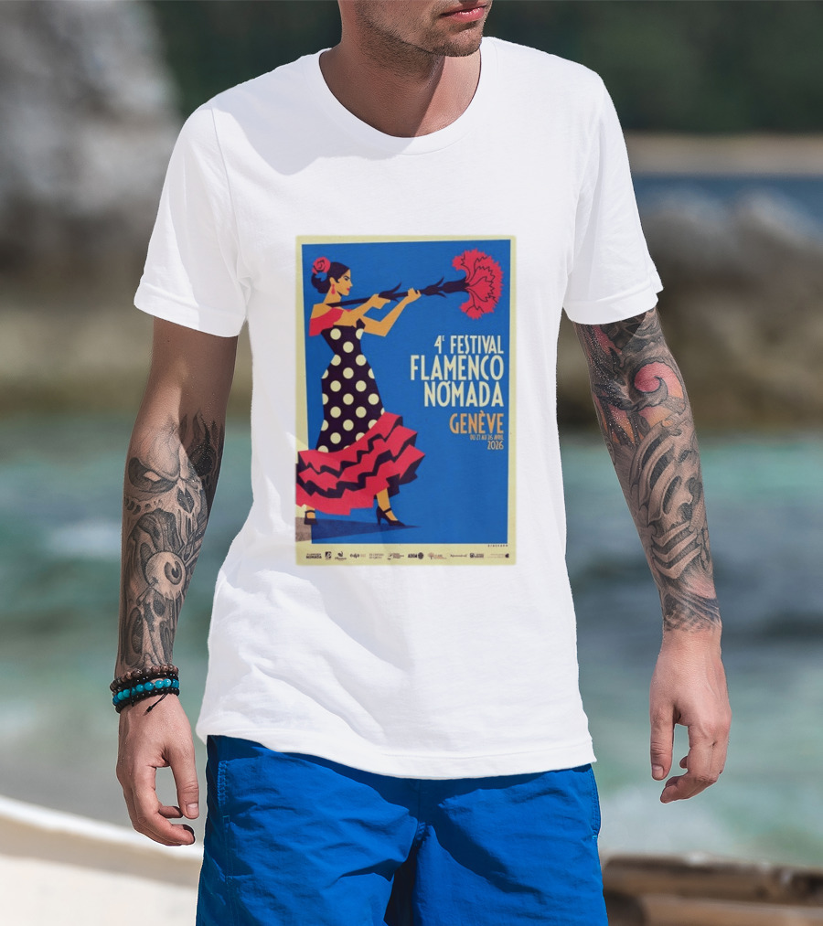 4º Festival Flamenco Nómada Genève 2026 Jan 27 April 26 Flamenco Dancer Polka Dot Dress T-Shirt