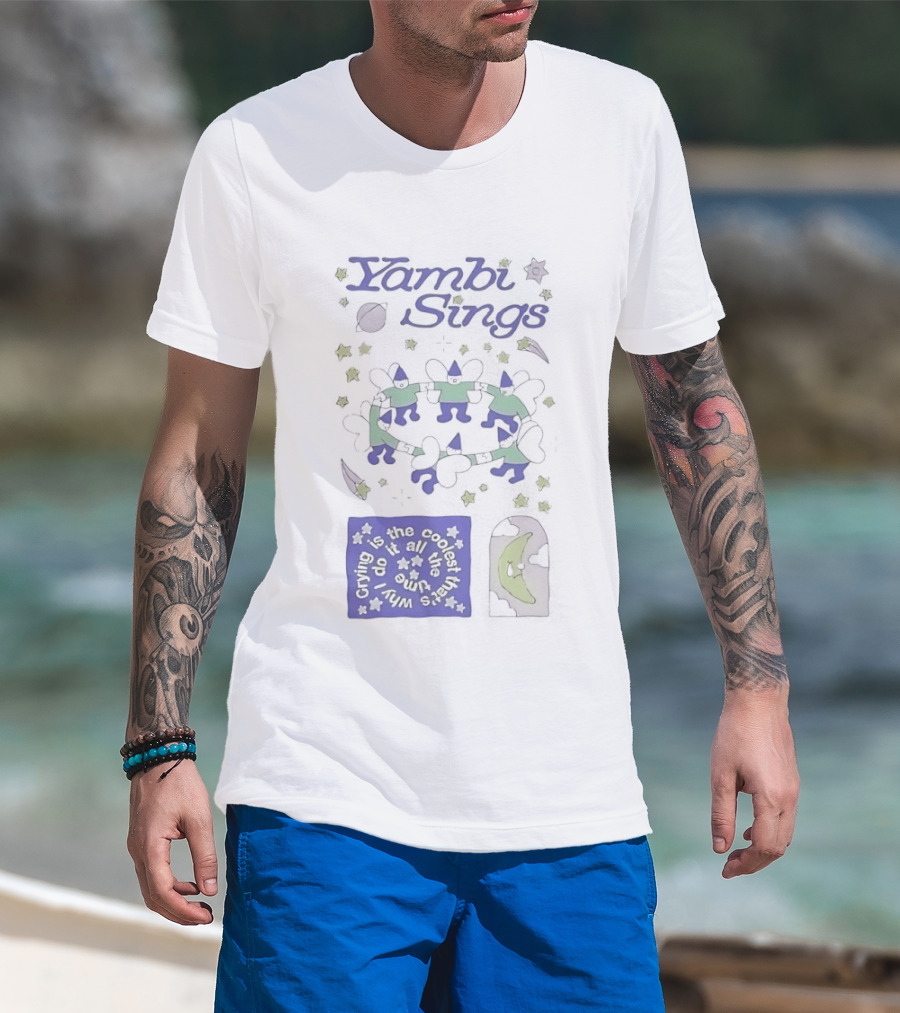 Yambi Sings Crying Is The Coolest I Do It All The Time Moon And Stars Cats T-Shirt
