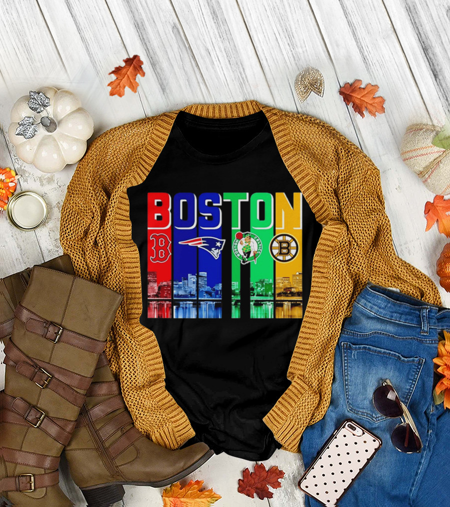 Boston Red Sox New England Patriots Celtics Bruins Mashup Sports Boston T-Shirt