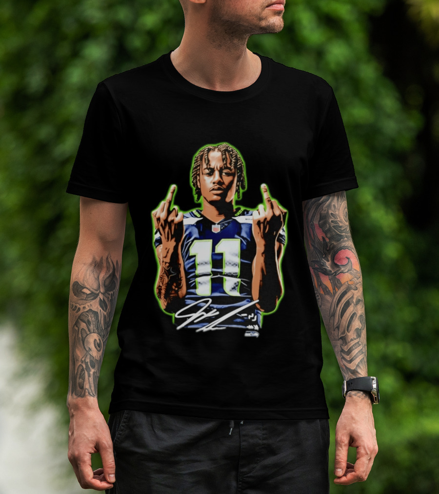 Jaxon Smith Njigba Seattle Seahawks 11 Middle Finger Gesture T-Shirt