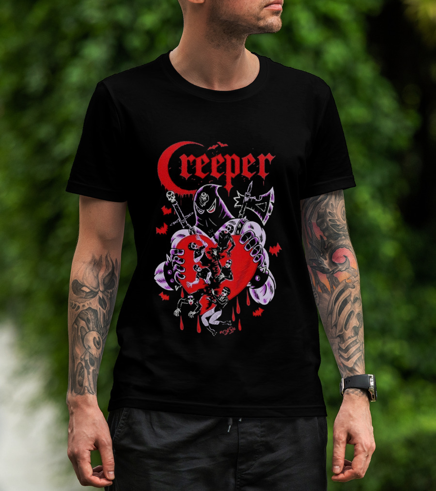 Creeper Sol Rac Valentines Heart And Skeletons 2026 T-Shirt