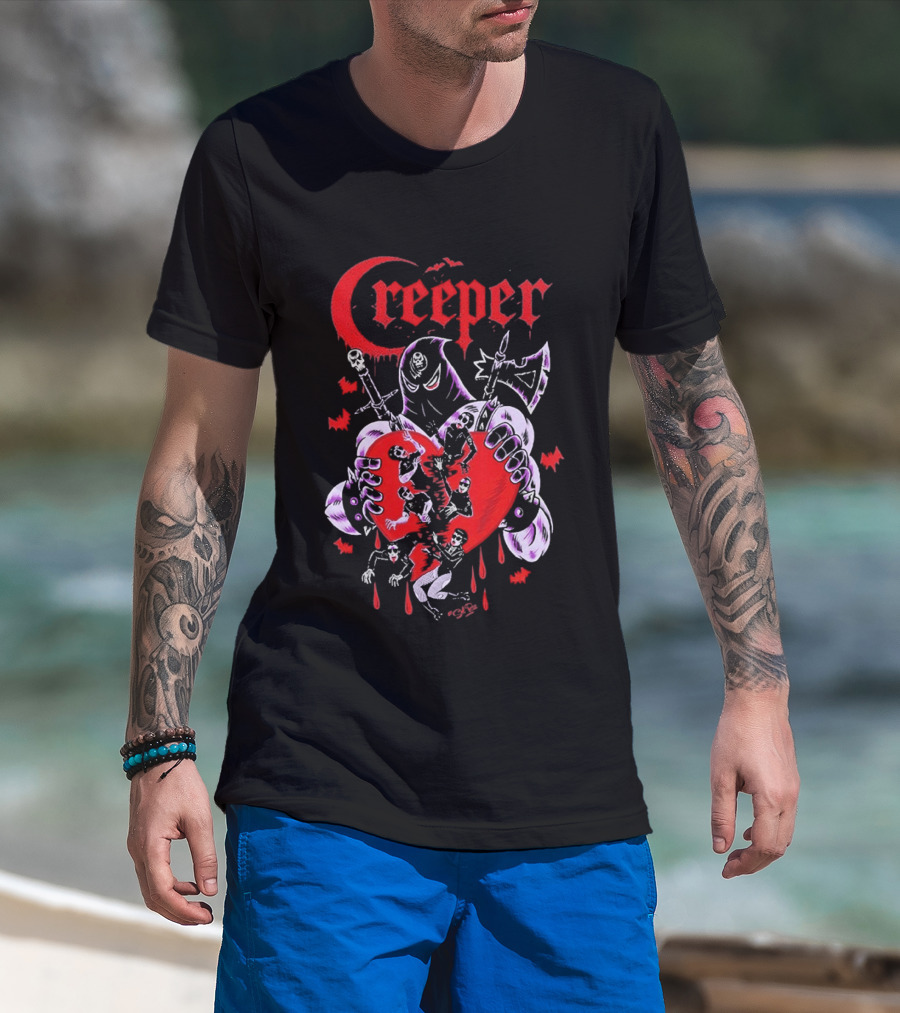 Creeper Sol Rac Valentines Heart And Skeletons 2026 T-Shirt