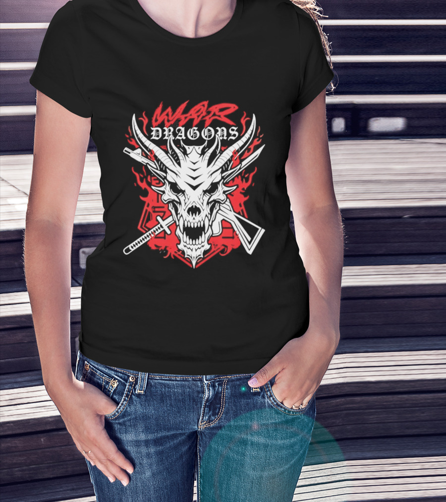 Shingo Takagi Drilla Maloney War Dragons White Skull Red Flames T-Shirt